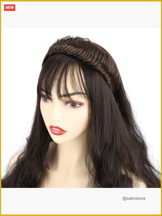 Wide Braided Headband with Teeth Synthetic Hair Plaited Chunky Hairpiece